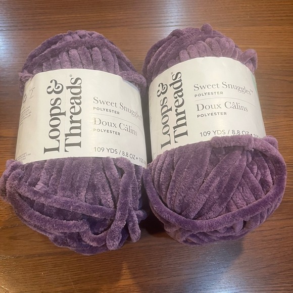 Loops & Threads Other - Loops & Threads Sweet‎ Snuggles Yarn Lot of 2 Purple Mauve Jumbo 7 Chenille New